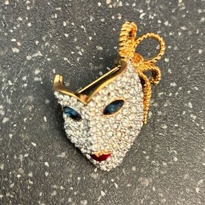 Crystal Swarovski Gold Toned Mardi Gras Pin Brooch